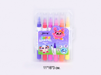 кц_Фломастеры акварельные арт. YL241801-12 Набор 12 цветов двусторонние в пласт.кор.