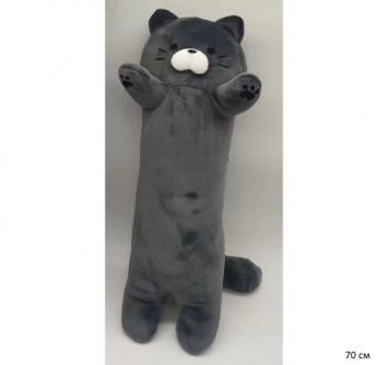 им Обнимашка арт. 2090522 Кот дымчатый с белой мордой 70 см в пак.