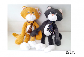 им Кошка арт. 07-20 Длинные лапы в галстуке 35 см 2 цвета в пак.