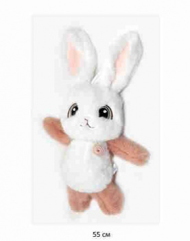 им Зайка арт. YE250107-2 Мохнатый Белый с рыжими лапами 55 см в пак.)