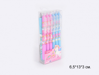 кц_Ручка стираемая гелевая арт. YL232752 Набор 12 шт. синяя 0,5 мм Единорог в прозр.кор.