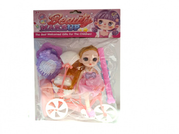 Кукла арт. BR237 Шарнирная на велосипеде с аксессуарами в кор.=