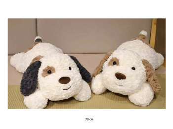 им Собака арт. YE23815-14 Белая ушки цвета микс лежит 70 см в пак.)