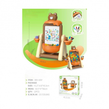 Доска для рисования арт. 899-165Y Мольберт "Мишутка" с аксессуарами 12 предметов в кор. 41,2*14,8*40