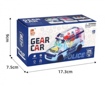 Машина на батар. арт. 6608-15B Полиция шестеренки вращение, свет, звук в кор.)=
