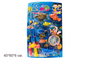 Рыбалка арт. 2066 Набор 2 удочки, сачок на листе•