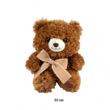 им Медведь арт. YE241125-23/250211-3-209 Коричневый Мохнатый сидит с бантом 30 см в пак.)