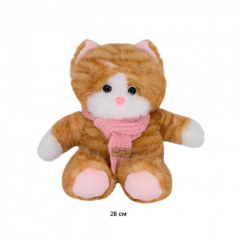 им Кошка арт. 0803-43-1 Рыжая полосатая в шарфе 28 см в пак._ им Кошка арт. 0803-43-1 Рыжая полосатая в шарфе 28 см в пак._