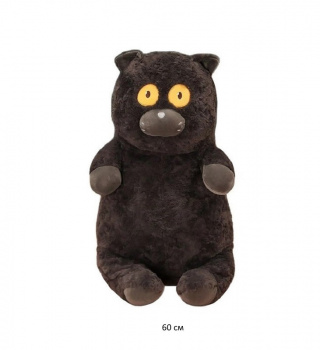 им Кошка арт. 230228-4-1 Толстячок черный глаза желтые круглые 60 см в пак.)