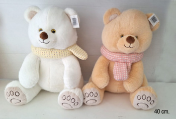 им Медведь арт. 9592/40 В шарфе цвета микс 40 см в пак.