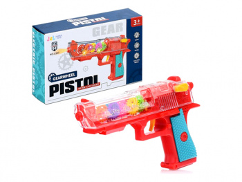 Оружие арт. 0307 Пистолет шестеренки на бат. свет, звук в кор.=