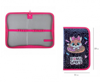 кс_Пенал арт. 272281 ЮНЛАНДИЯ 1 отделение металлизированный картон конгрев 19х11 см "Donut worry"