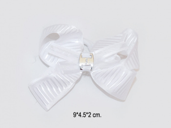 Бант арт. KP-5768 Белый шелковый полоска поперечная на резинке (24 шт.) на листе