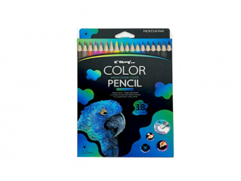 кц_Карандаши цветные арт. YL221036-18 Набор 18 цветов с ластиком в кор.