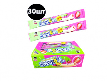Конфета арт. 108827/108797 Трубочка-тянучка с начинкой "Клубника" 13 г 30 шт. в кор.'/;