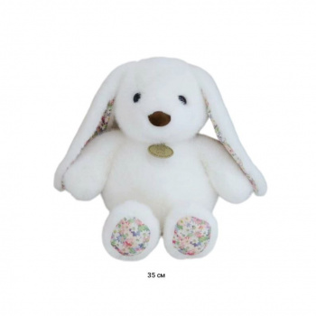 им Зайка арт. YE251025-5-2 Вислоухий белый с медальоном и цветочными вставками 35 см в пак.)