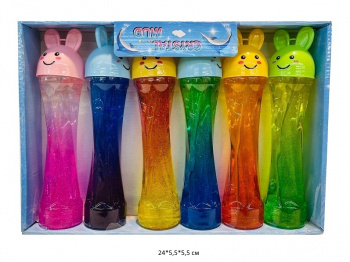 Лизун арт. RF-477 "Зайка" радужный фигурн. колба (6 шт.) шоубокс•