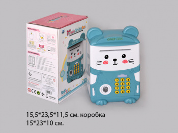 Сейф арт. 6708 Копилка "Котик" 2 цвета в кор.) Сейф арт. 6708 Копилка "Котик" 2 цвета в кор.)