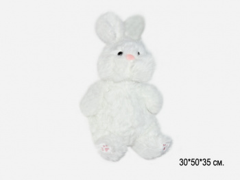 им Зайка арт. 1101-1-209 Норковый белый сидит 50*35 см в пак.