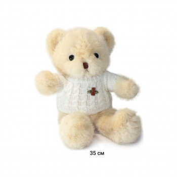 им Медведь арт. 0803-1/0803-2-1 Светлый В вязаном свитере со значком 35 см в пак._