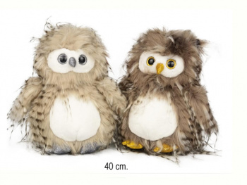 им Сова арт. 209840 Мохнатая белое брюшко 40 см коричневая, бежевая в пак.