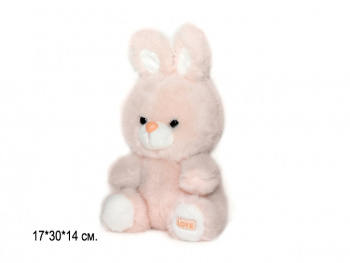 им Зайка арт. YE25508-3 Розовый сидит "LOVE" на лапе 30 см в пак.)