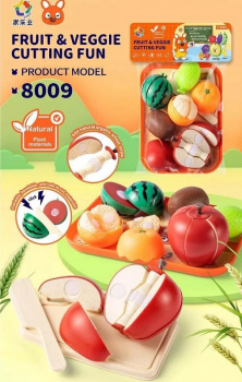 Игровой набор арт. W8009 Фрукты нарезные с ножом, доской в пак. 30*20