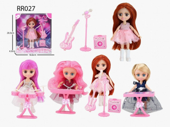 Кукла арт. RR027 Рок-звезда Набор 1шт. с аксессуарами в кор. 20,3*4,5*18