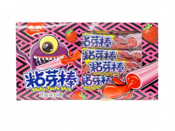 Конфета арт. 900898-1/900881-1 Жевательная Трубочка-тянучка с начинкой Клубника 13 г 30 шт. в кор.'